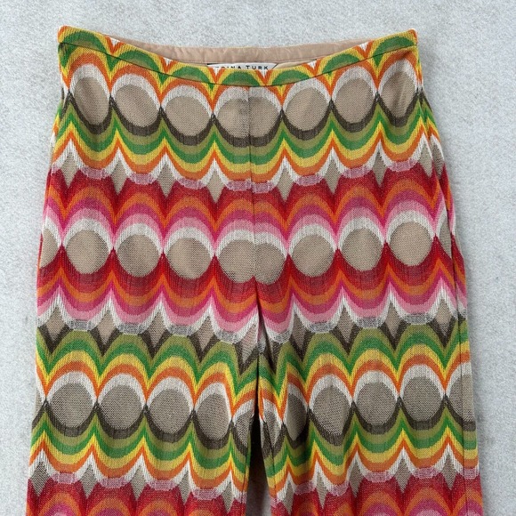 Trina Turk 70s Flare Woven Hippie Hipster Bell Bottom Pants Womens 6 Festival - Picture 7 of 13